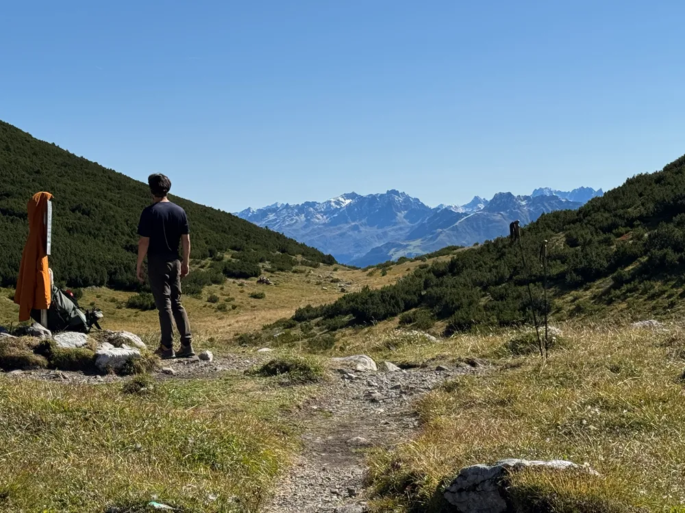 Marius Bleif hiking in the mountains